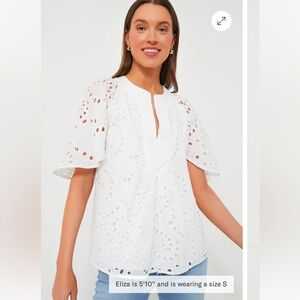 Tuckernuck White Eyelet Finley Flutter Sleeve Top